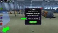 Click the purple gift box to open the code window (Image via Roblox)